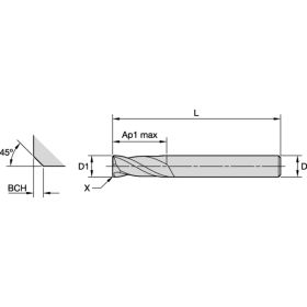 GOmill™ GP - Chamfered - 2 Flutes - DIN 6527 Plain Shank - Short/Long - Metric